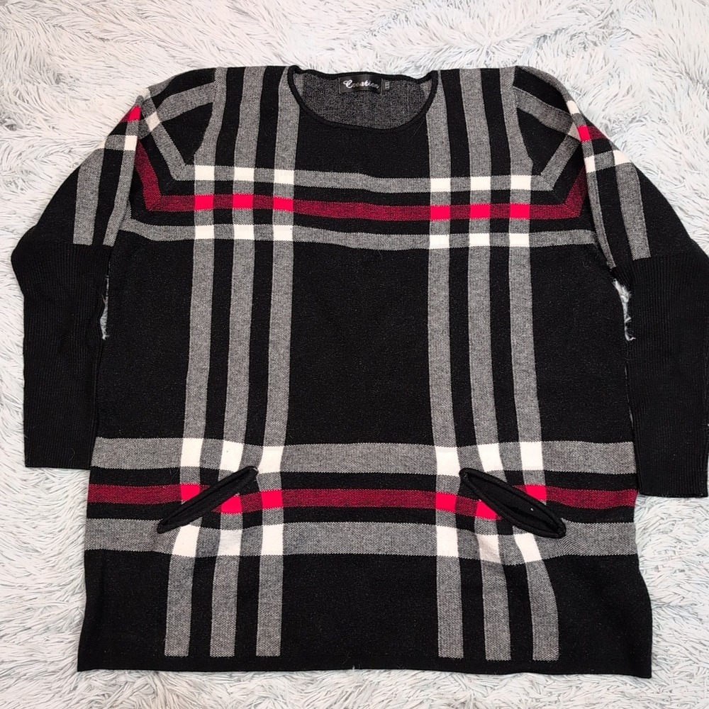 Creation Sweater‎ Womens XXL Black Cozy Comfort Casual Angora Yarn Blend Preppy